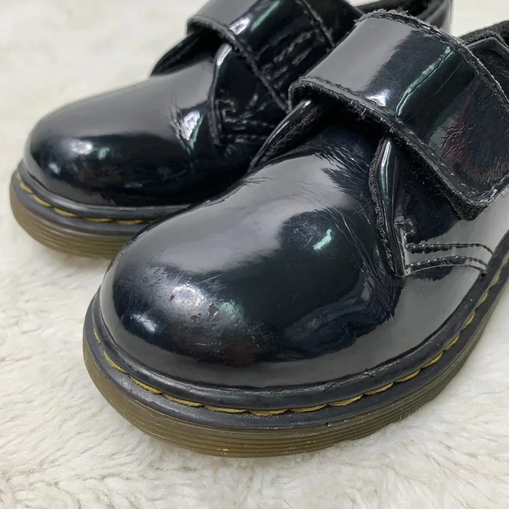Dr Martens KAMRON T Kid's Black Patent Leather Shoes Size US 9/ EURO 26